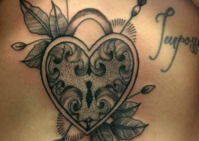 image of heart lock and key done by Mike Welch of Skin Deep
