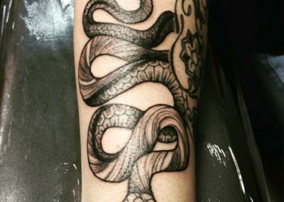 image of a snake tattoo done by Mike Welch of Skin Deep